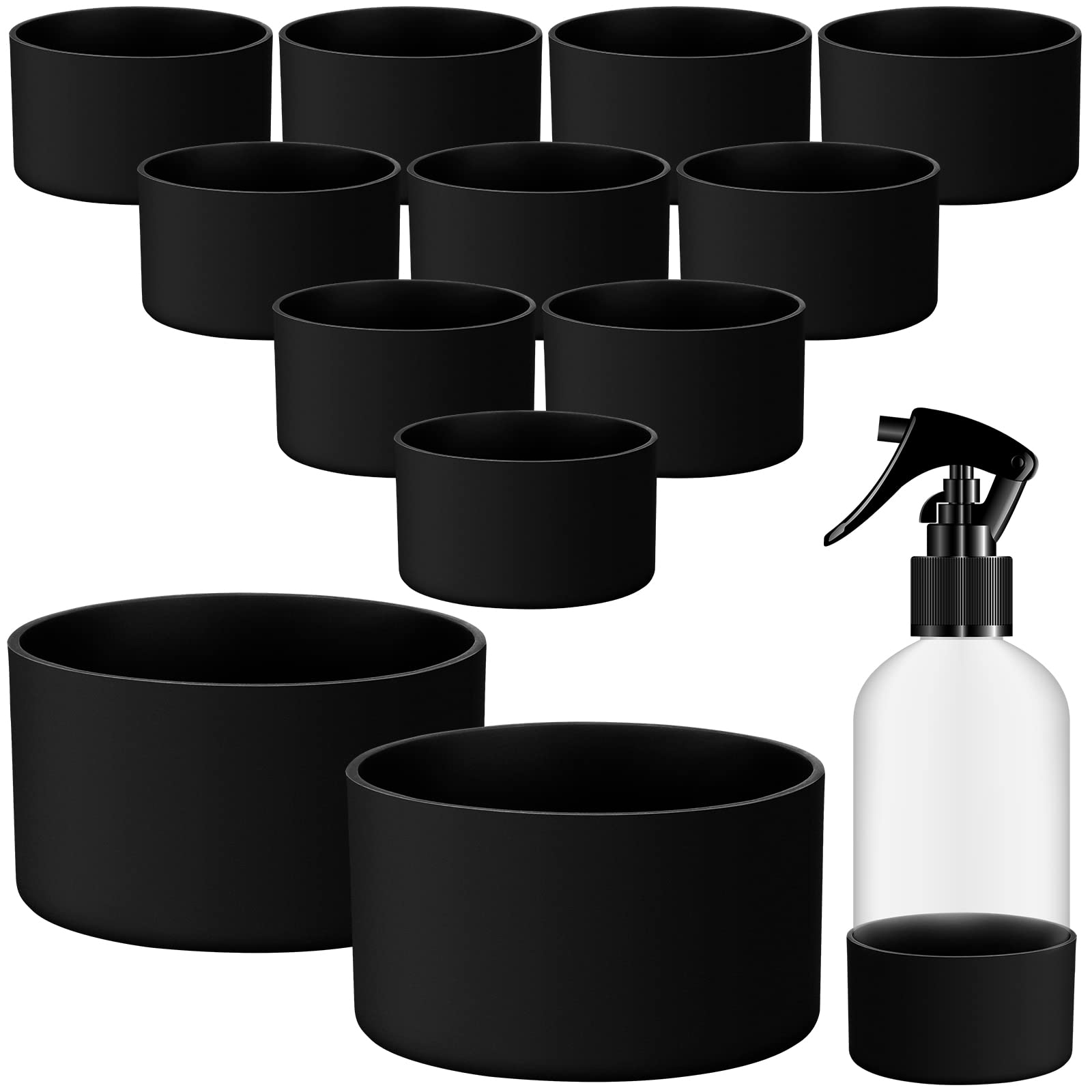 12 Pieces Protective Boot for 16 oz Makeup Spray Bottle Anti Slip Bottom Silicone Sleeve Cover 12 oz - 24 oz Water Bottle Boot Washable Silicone Water Bottle Sleeve Protector Base for Bottles, Black