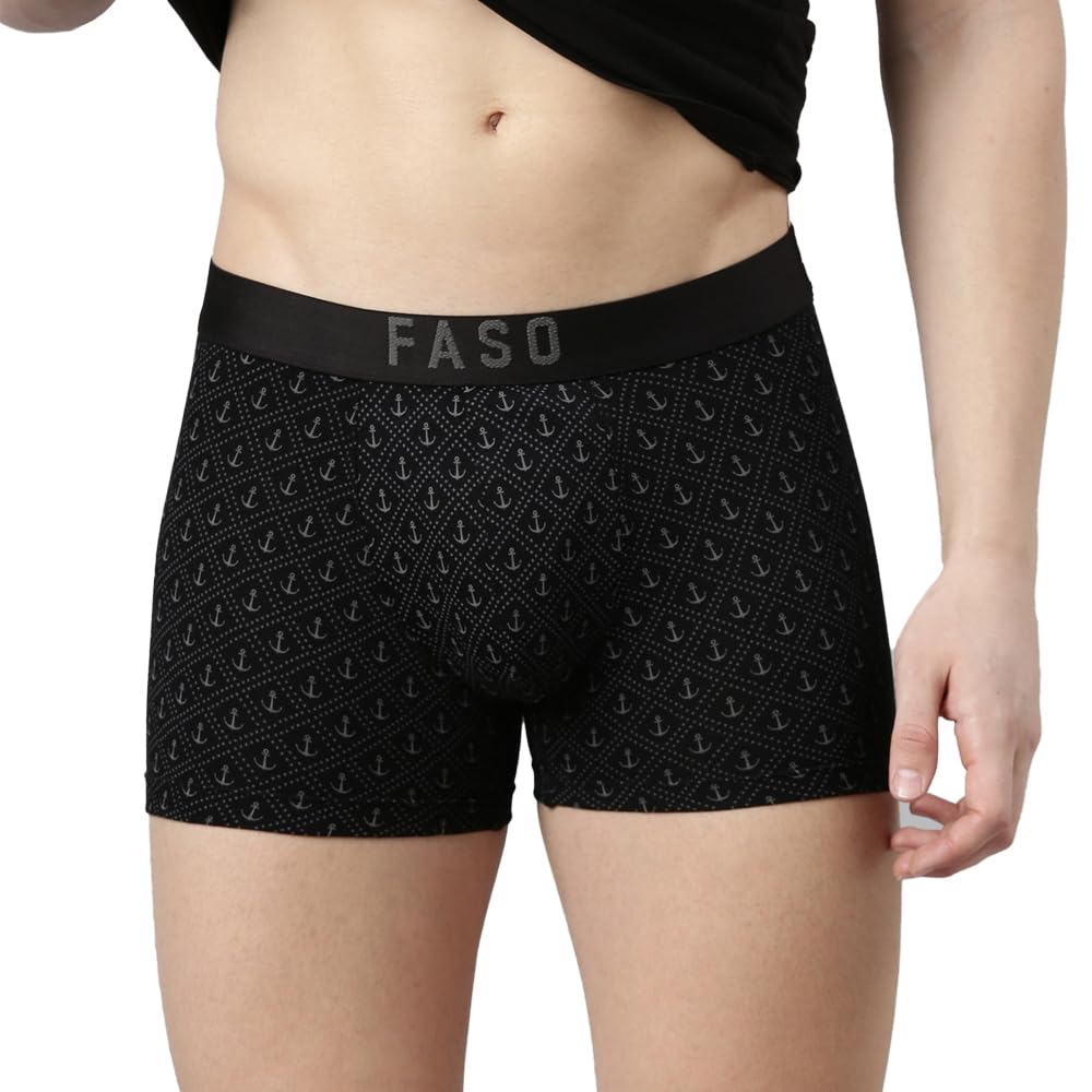 f a s o Faso Men's Printed Trunk, Cotton Stretch Fabric, Embossed Outer Elastic, Lightweight, Soft & Stretchable Innerwear, Comfortable Fit for Everyday Wear-picture-17
