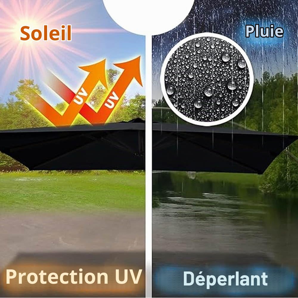 300 x 300 cm carré parasol de remplacement couvre - lampe 8 côtes UV 50 + parasol de remplacement tissu jardin Cour piscine marché