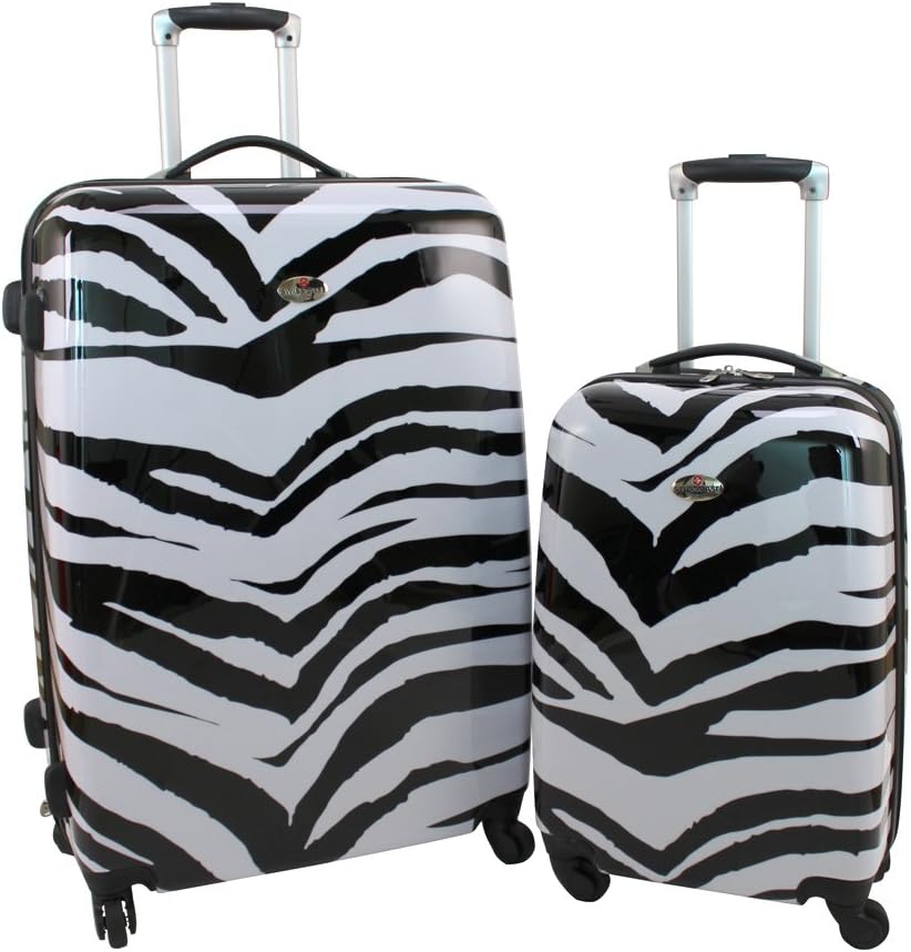 Swiss Case 4 Wheels Hard 2Pc Suitcase Set Zebra