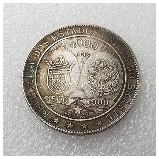 Antikt hantverk 1900 Brasilien 4000 Silver Utländska mynt TwoCoin Collection minnesmynt