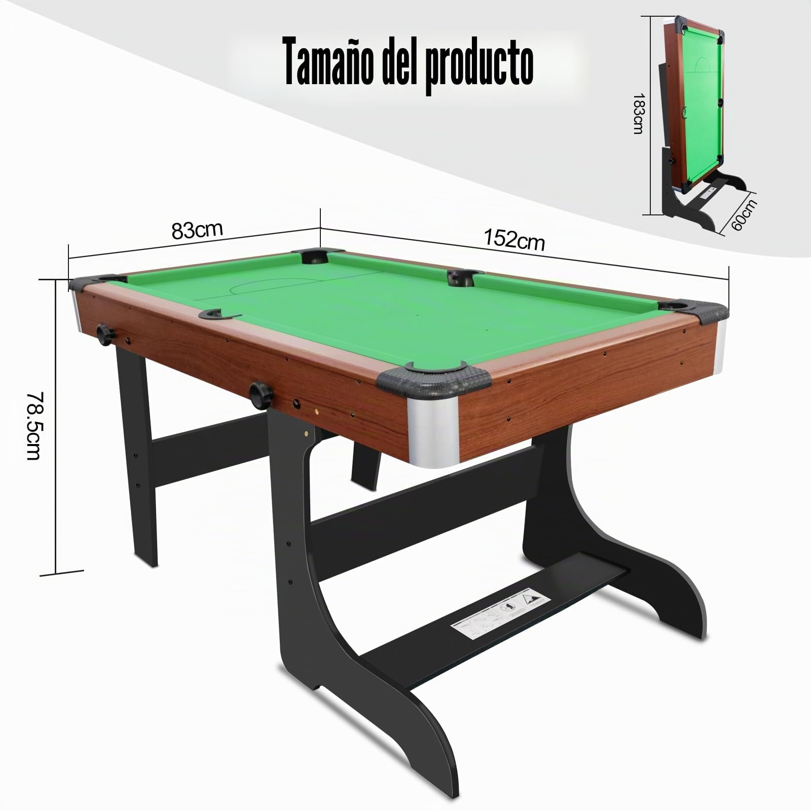HLC Mesa de billar plegable con accesorios completos, 154 x 77,5 x 81 cm, tres colores, para su familia y sus hijos. verde