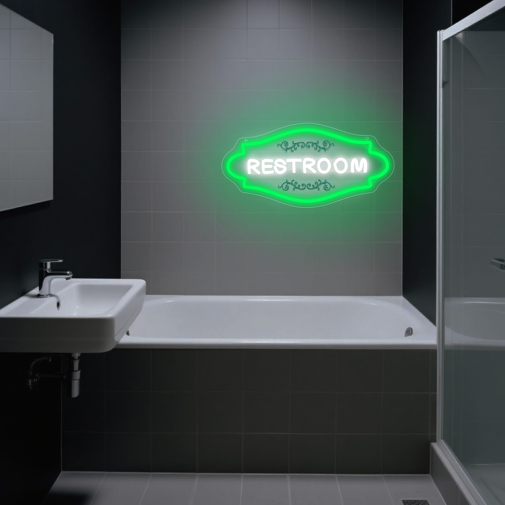 Insegna al neon per bagno, decorazione da parete, dimmerabile, luce al neon per bagno di casa, luce LED per spazi commerciali, regalo di compleanno per proprietari di bar, casa e ospitalità