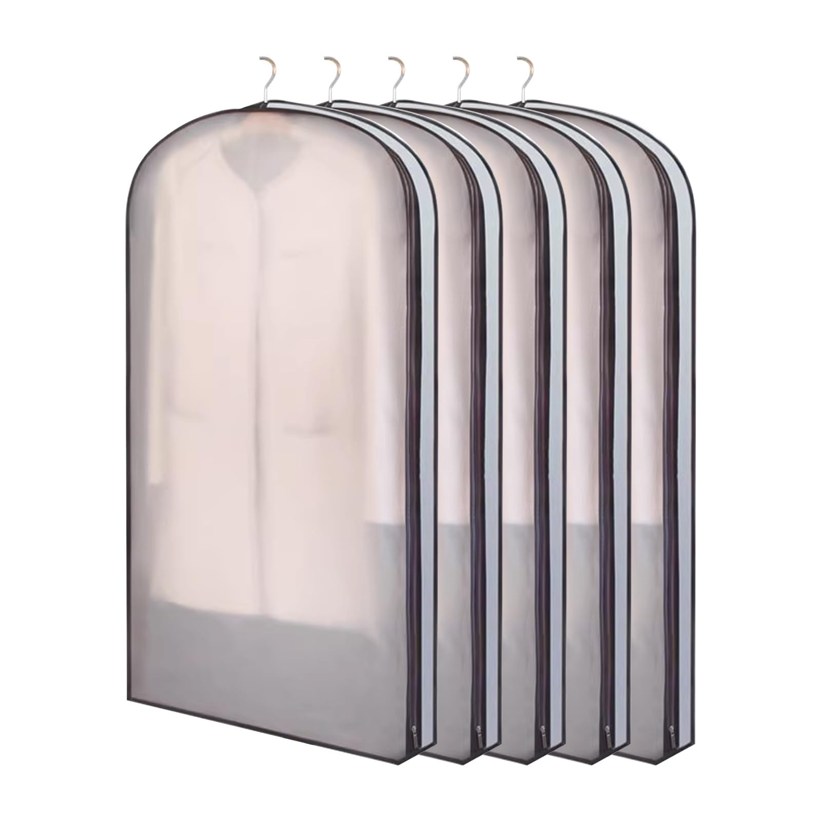 DFGHNBVC 5 Pcs Heavy Duty Garment Bags For Travel Closet Storage, 150Cm/59In For Clothes, Dresses, Coats, Jackets, Shirts - Black Gray,Gray-130Cm/51In