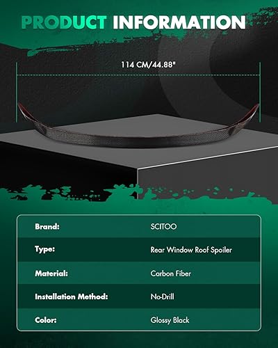 Miniatura 3 de SCITOO Alerón de techo de ventana trasera de fibra de carbono para 2010-2013 para Volkswagen Golf 6 GTI Alerón de techo de ventana trasera negro