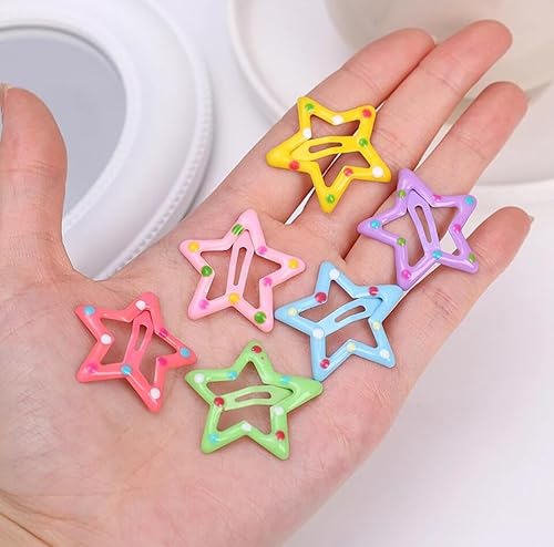 Miniatura 4 de Pinzas para el cabello Y2K de estrellas coloridas para niñasniños, bonitos pasadores de pelo de estrella, clip de metal a presión, accesorios de