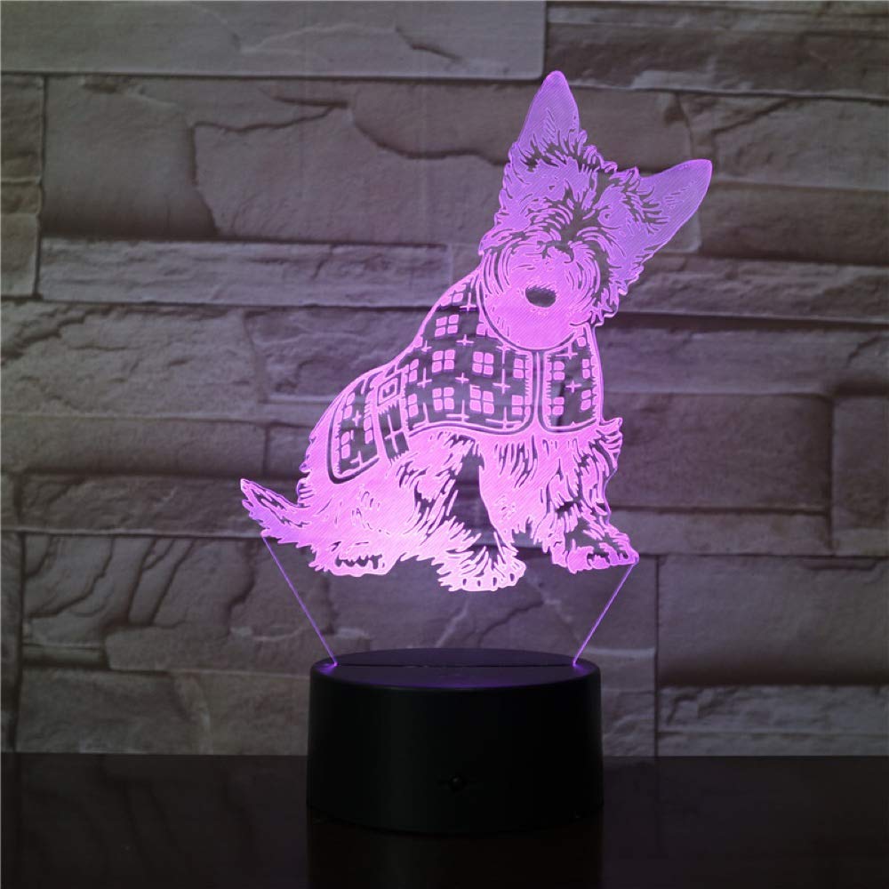 Creative Night Light Baby Toy 3D Light 7 Color Remote Control Home Decoration Light Gift - Cute Dog