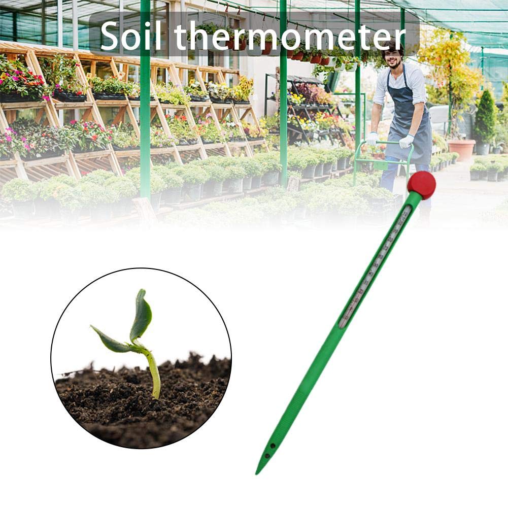 Garden Soil Thermometer, Probe Thermometers Built-in Glass Rod Outer Tube Plastic Green, Garden Thermometer Outdoor 10~110 °C - 32cm1.4cm