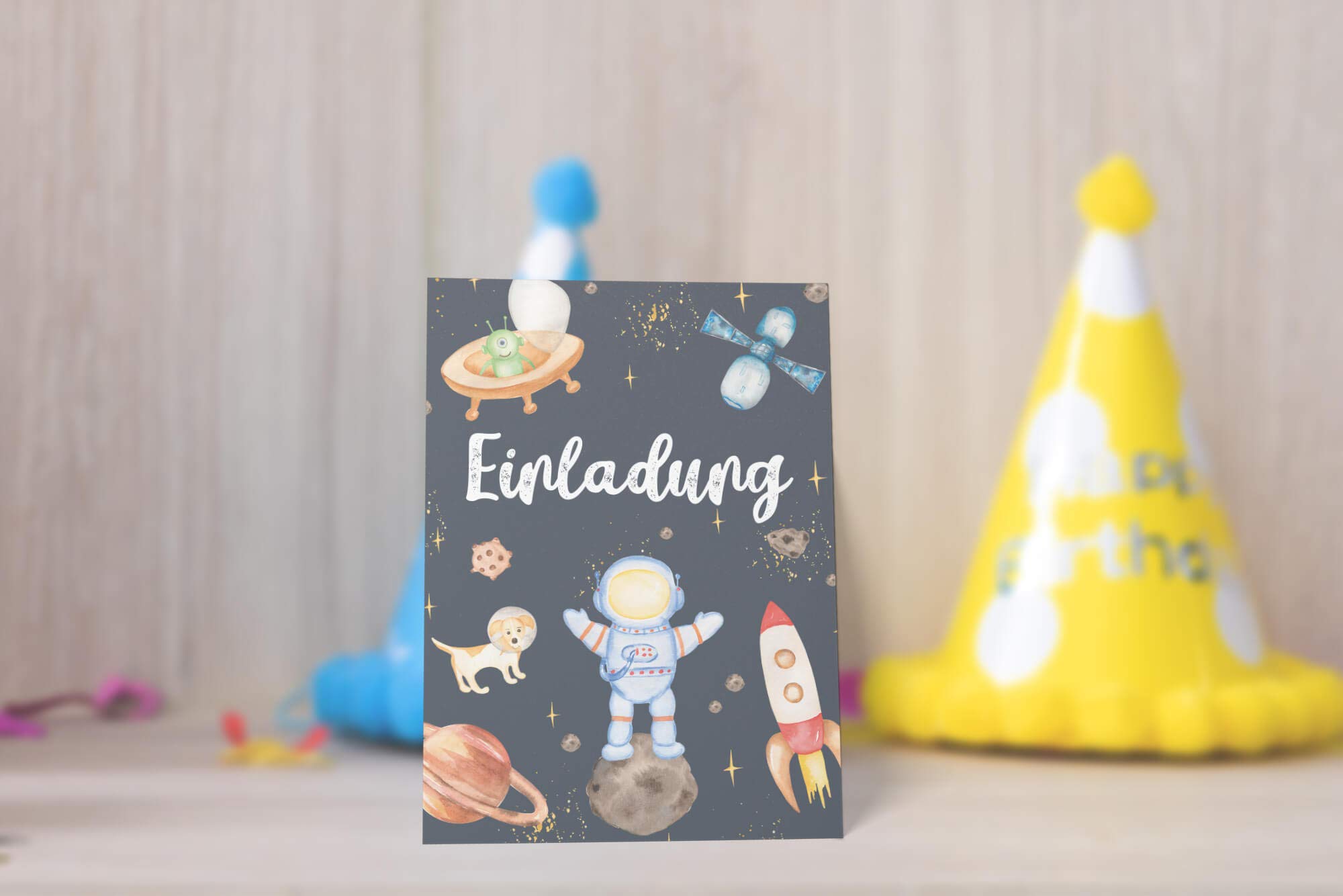 12 Inviti Per Festa Di 5° Compleanno A Tema Spaziale – Con Buste, Sacchetti E Adesivi – Per Bambini E Bambine