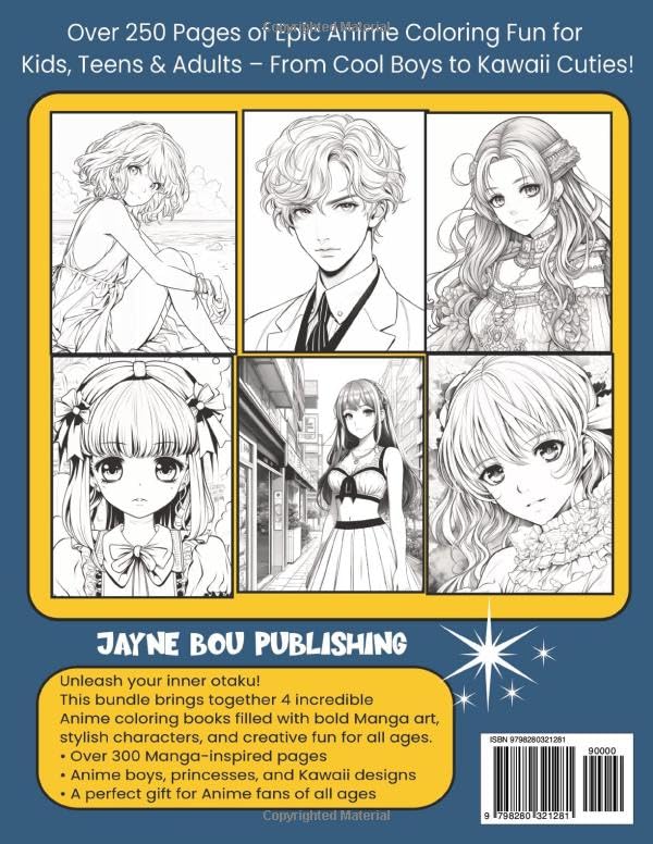 THE ULTIMATE ANIME COLORING COLLECTION: 4 Manga-Inspired Coloring Books for Kids, Teens & Adults – Over 250 Pages of Action, Fantasy, and Kawaii Fun (ANIME Coloring Books) image 3