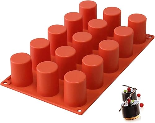 Miniatura 8 de Molde cilíndrico de silicona para fondant, 15 cavidades, molde de silicona cilíndrico, pastelería, magdalena, mousse, pudín, magdalena, suministros