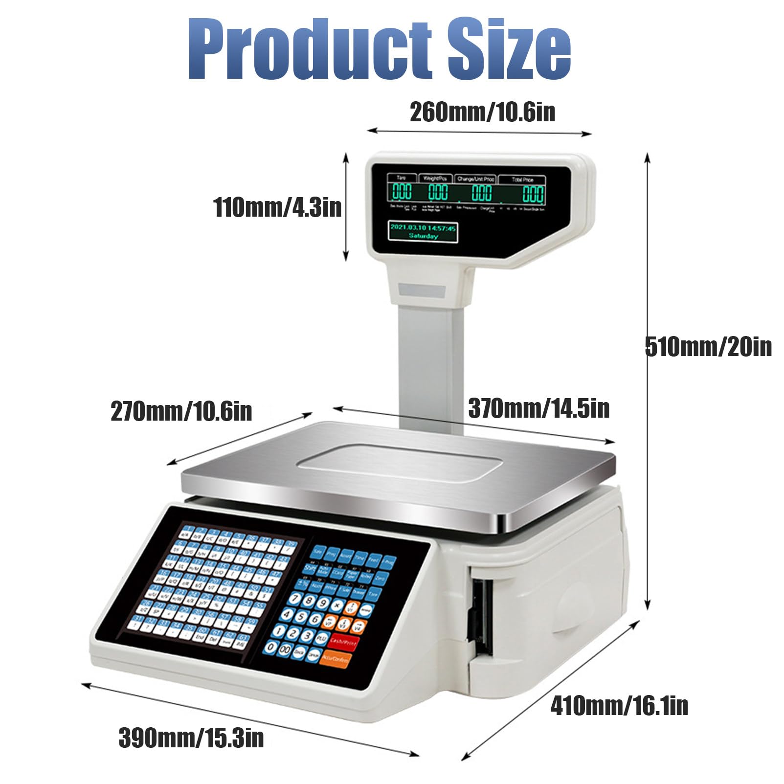 Bilancia per Stampa Etichette con codice a Barre per supermercati Bilancia per registratore di Cassa con Display LCD per Il Commercio al supermercato, Macchina + Cassa, macchi,Machine+Scanner