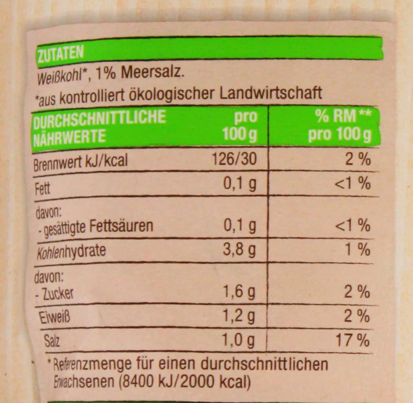 Edeka Bio Sauerkraut pasteurisiert mit Meersalz, 7er Pack (7 x 500g)