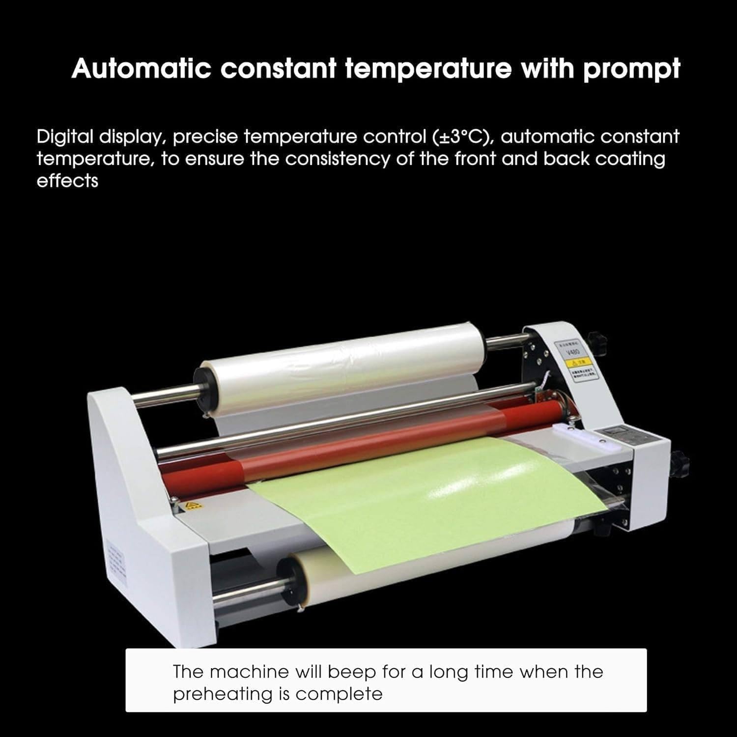 Laminator folii na zimno i gorąco do papieru, kartonu, forniru, folii PCV, wyświetlacz cyfrowy, laminarka jednostronna i dwustronna