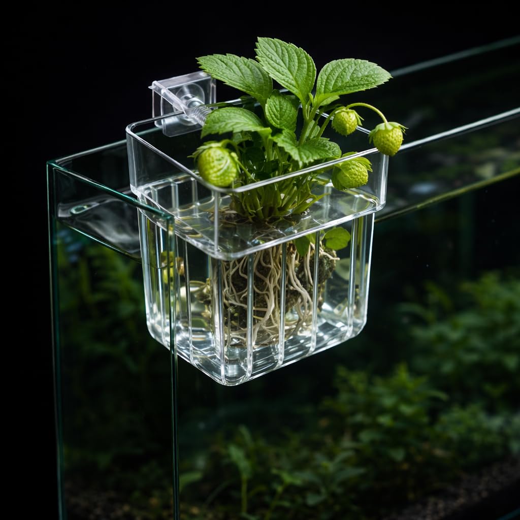 VAYINATO® 1 Pcs White Plastic Hanging (Screw Type) Water Plant Holder Pot for Aquarium Fish Tank, Aquaponic Plant Growing Landscape Plants Aquascape Decoration Water Plants by Petzlifeworld-image-48