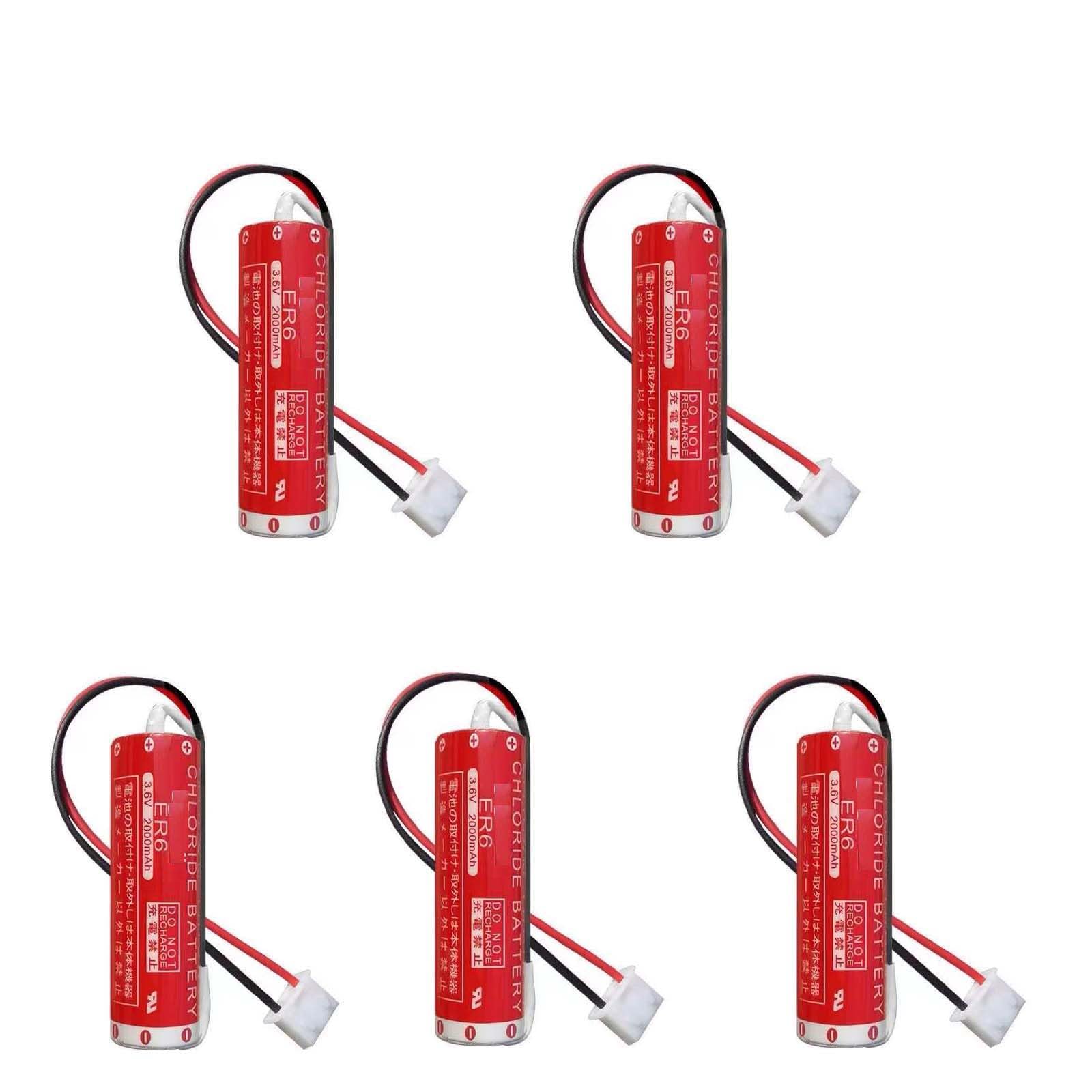 5Pcs Battery for Maxell ER6/3.6V 2000mAh OTC Robot PLC Li-Battery with White Plug Replace ER6B | ER6C