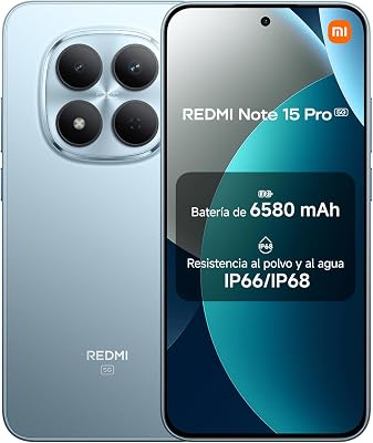 XIAOMI REDMI Note 15 Pro 5G – Smartphone de 12+512GB, Pantalla de 6,83″ 1.5K AMOLED, MediaTek Dimensity 7400-Ultra, cámara de 200MP, 6580 mAh, Cargador no Incluido, Azul Glaciar (Versión ES)