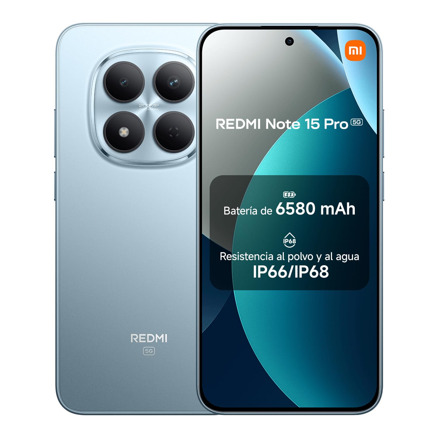 XIAOMI REDMI Note 15 Pro Smartphone de 8 + 256 GB, ecrã AMOLED FHD+ de 6,77″, MediaTek Helio G200-Ultra, câmara de 200 MP, bateria de 6500 mAh, carregador não incluído, azul glaciar (versão ES)