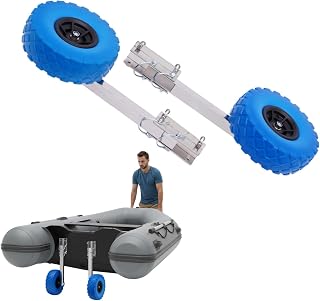 Heckräder Schlauchbooträder 25cm Reifendurchmesser, Edelstahl Schlauchboot Räder Transportieren Slipräder mit 150 kg Belastung, Boot Räder Transporträder für Schlauchbooten und Anhängern, Blau