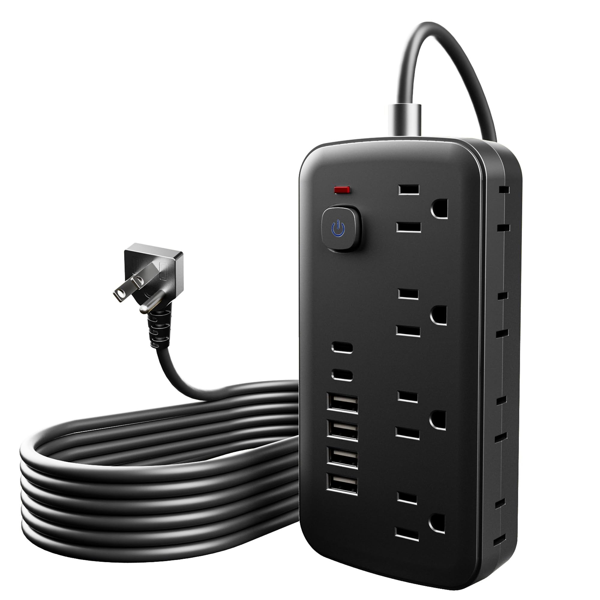 JouleLoom Surge Protector Power Strip - 8 AC Outlets & 6 USB Ports (4A/2C), 1080J Extension Cord with Multiple Outlets, 2-Sided Outlet Extender, 5FT