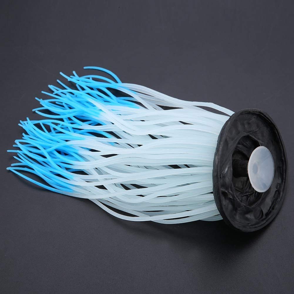 Artificial Silicone Sea Anemone, Luminous Blue Aquarium Ornament for Freshwater Saltwater Fish Tanks, Realistic Soft Decor for Home Office Aquascaping Enthusiasts Beginners