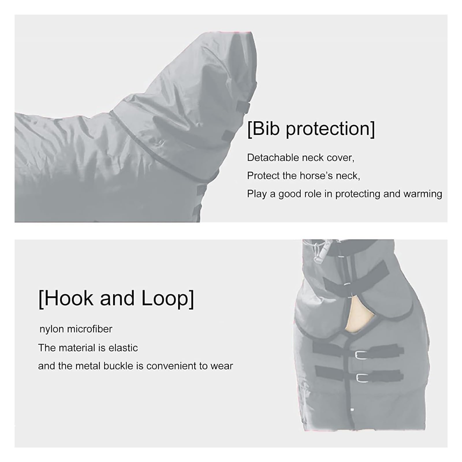 Manta de invierno ligera y transpirable 900d blanco extraíble cuello manga envuelve la manta mantener caliente ropa de caballo invierno impermeable manta de caballo alfombra(155cm/61in)