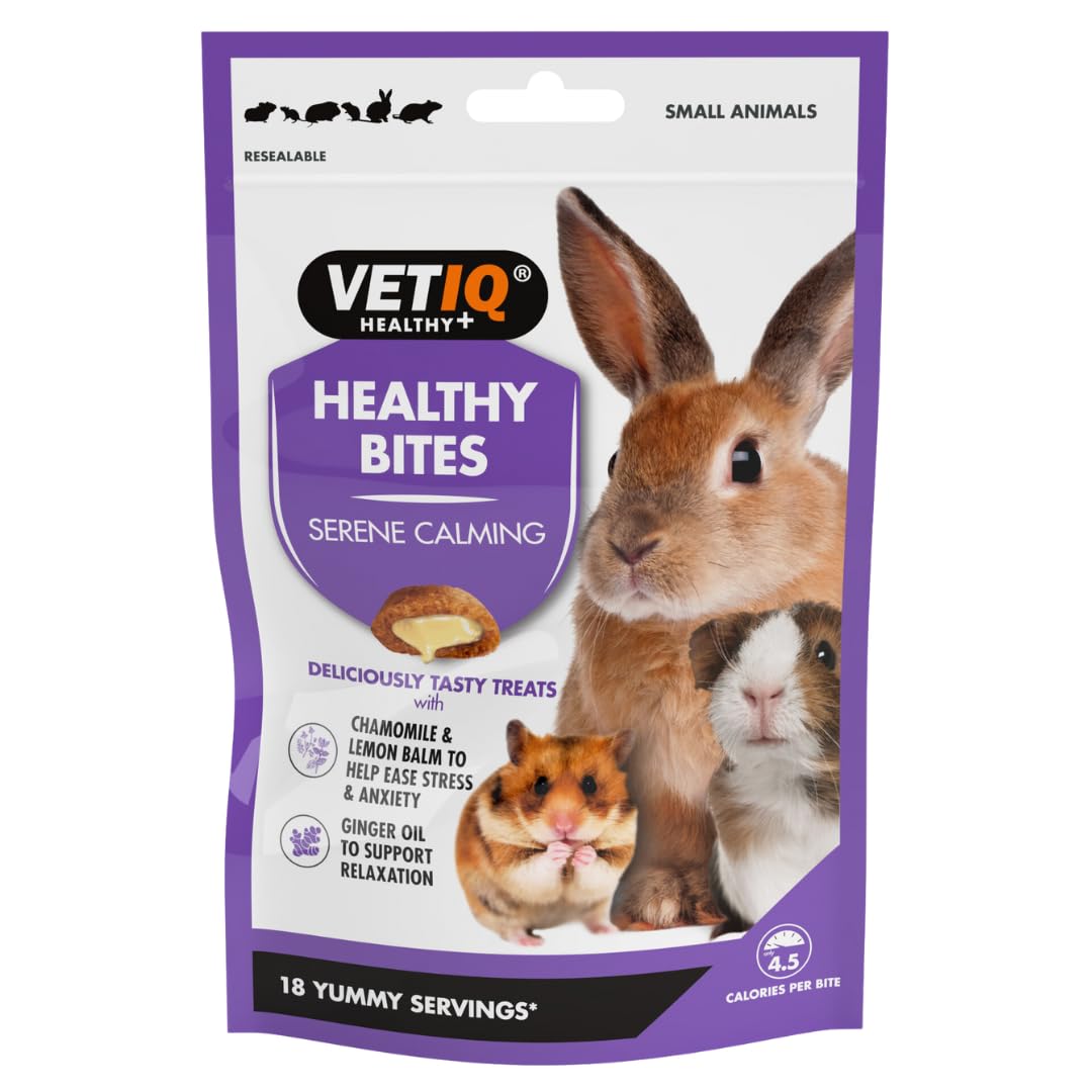 VETIQ Healthy Bites Serene Calming Treats For Small Animals, With Chamomile & Lemon Balm to Help Ease Stress & Anxiety & Ginger Oil to Support Relaxation, 30 g
