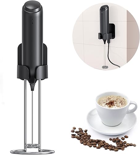 Espumador de leche de mano, espumador de leche recargable montado en la pared, espumador de leche eléctrico de mano para latte, matcha, proteína en