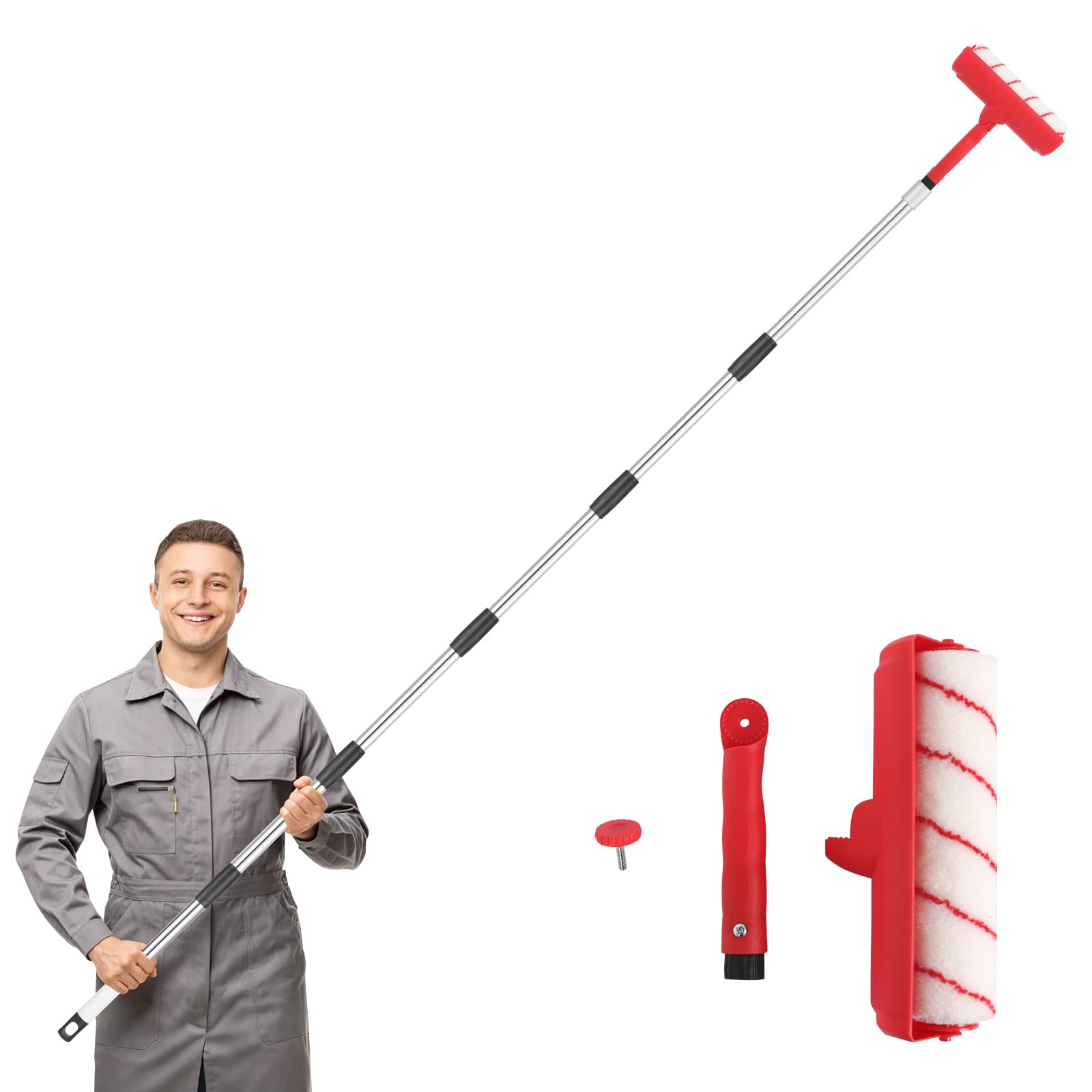 Decken-Farbwalze, 10 Zoll, mit Schild und verstellbarem Kopf, Verlängerungsstange, tropffrei, spritzfrei, für Wände, Tür, Garage