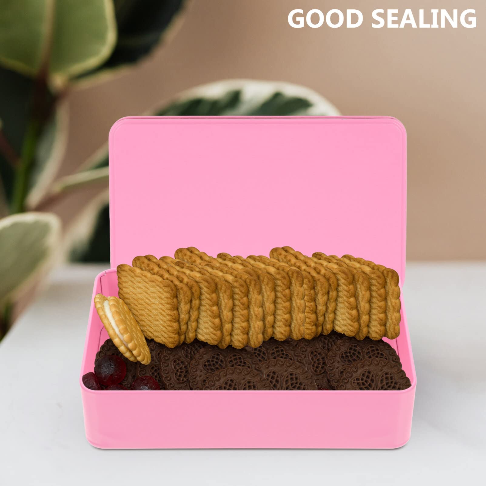 Alipis Set 3 Scatole Rettangolari Contenitori Resistenti e Facili da Pulire per Conservazione in Latta Rosa per Uso Domestico e Regalo
