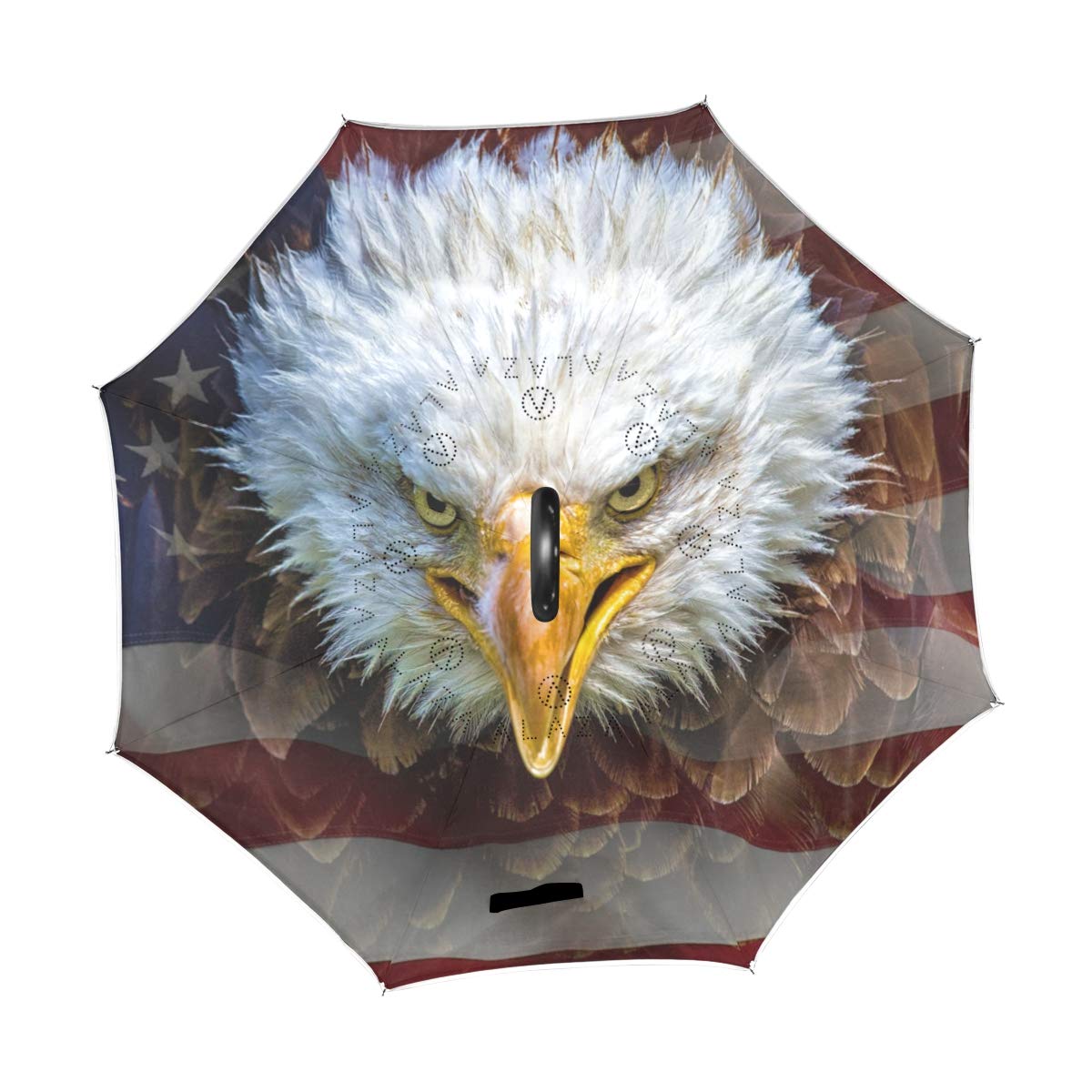hengpai American Flag Eagle Reverse Inverted Inside Out Umbrella Cars Unigue Windproof UV Proof Double Layer for Women