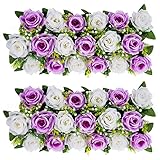 BLOSMON Artificial Flowers Wedding Centerpieces Decorations Fake Flowers 2 Pcs Lilac & White Silk Fl