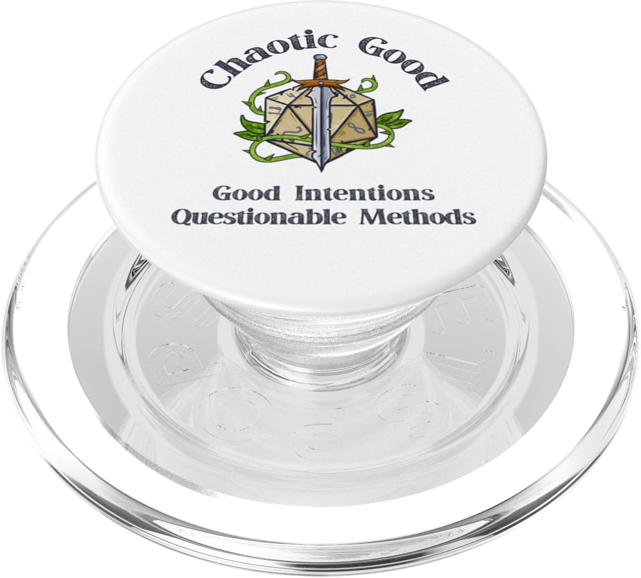 Chaotic Good Good Intentions Questionable Methods, Funny D20 PopSockets PopGrip for MagSafe