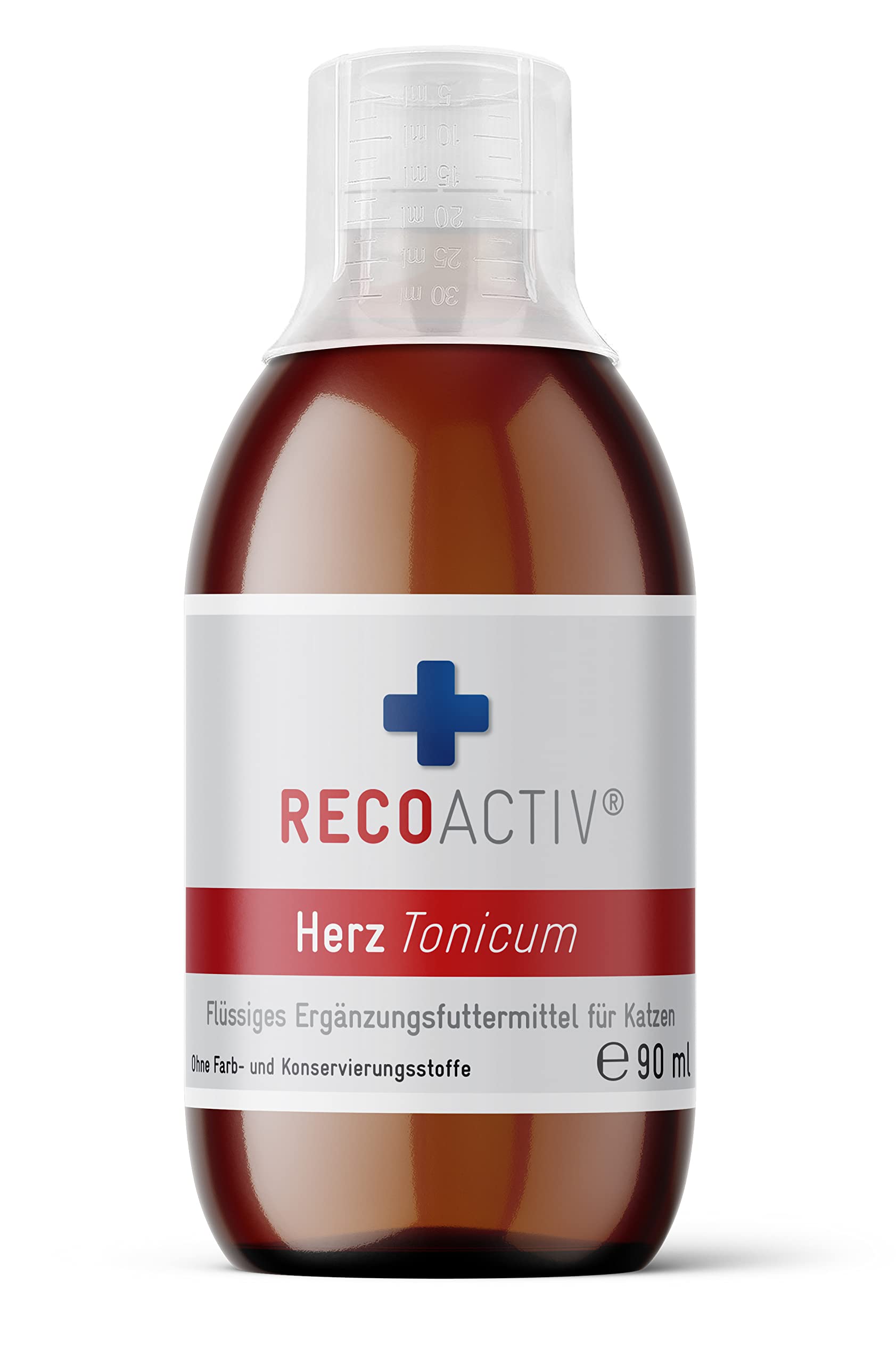 RECOACTIV Herz Tonicum Katze - hoher Taurin-Gehalt, Omega-3, Weißdorn und L-Carnitin, ideale Ergänzung für Senioren, sehr schmackhaft, hochverdauliche Proteine, flüssig, 3 x 90 ml