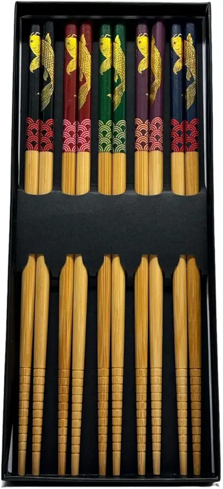 Kit 5 Pares Hashi Carpa Culinária Japonesa Reutilizável