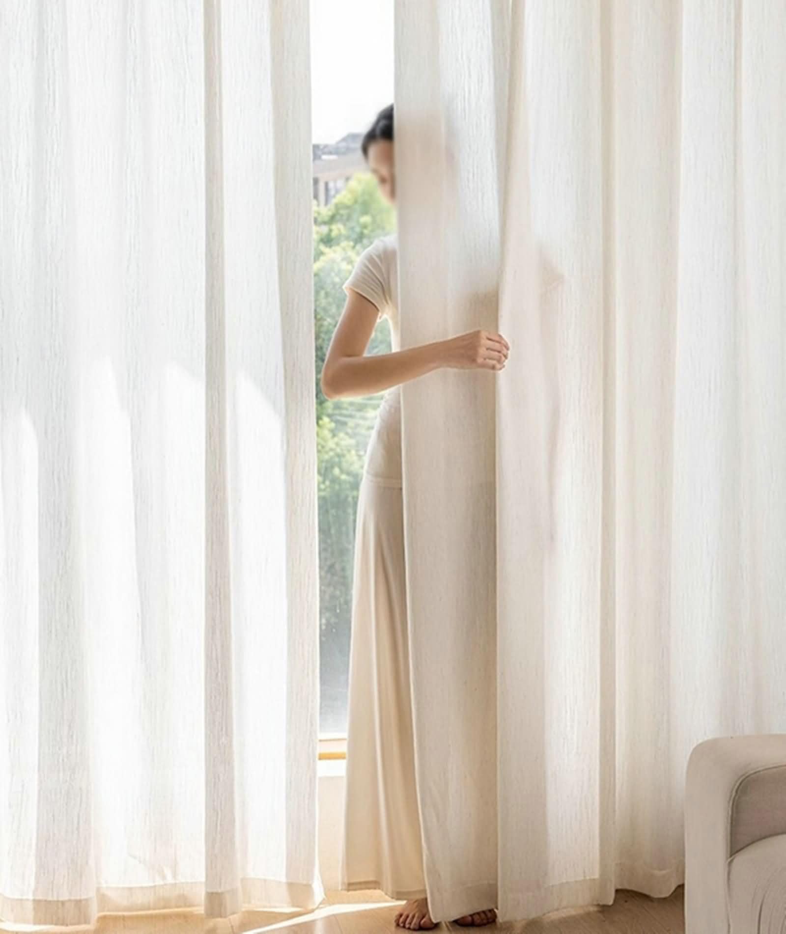 Homxi Semi Blackout Curtains for Bedroom 2 Panel Set,2 x 52W x 108H inch,Curtain Drapes Beige White for Restaurant Solid Color Drapes for Bedroom Hook