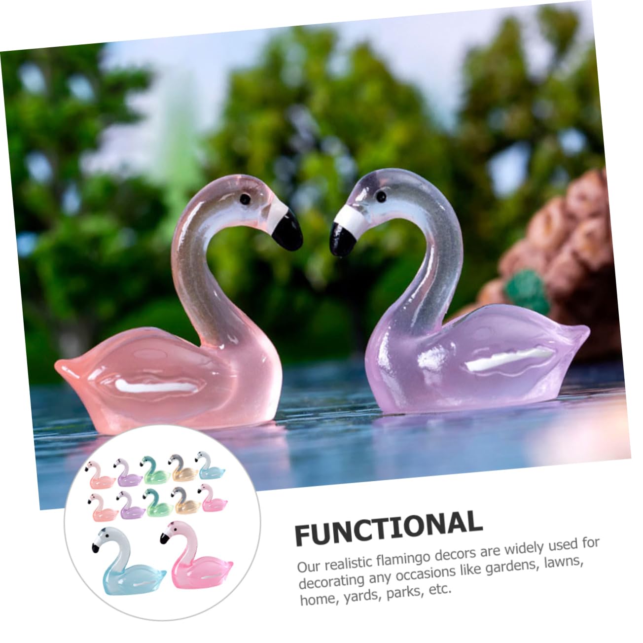 BESPORTBLE 4 Set Decorazione Di Fenicotteri Ornamenti Piccolo Fenicottero Luminoso Figure Di Fenicotteri in Miniatura Compleanno Micro Ornamento Paesaggistico Minuscolo Resina 30 Pezzi * 4