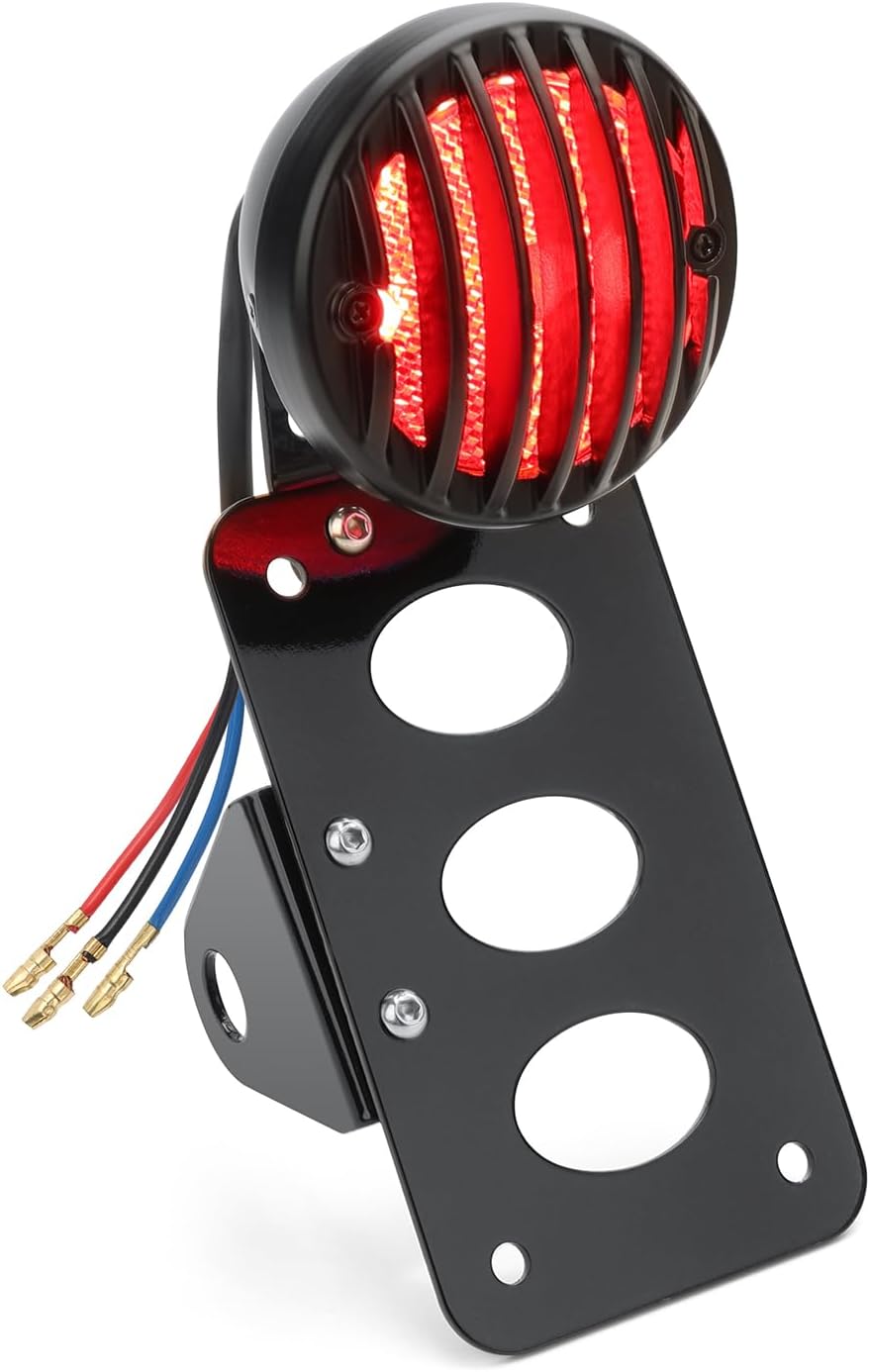 Motorcycle Side License Plate Bracket with Lights Fit for Harley Honda Yamaha Suzuki Kawasaki Custom Bike Cruiser Chopper Bobber Horizontal Vertical License Plate Mount Holder (Black)