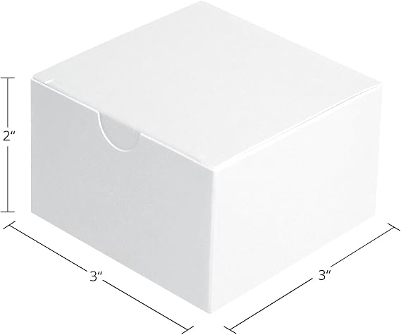 Fairlegend Small White Gift Boxes 3x3x2 White Kraft Paper Boxes for Gifts, Party Favors, Showers, Crafts, Candy Boxes, 100 Pack, Pure White