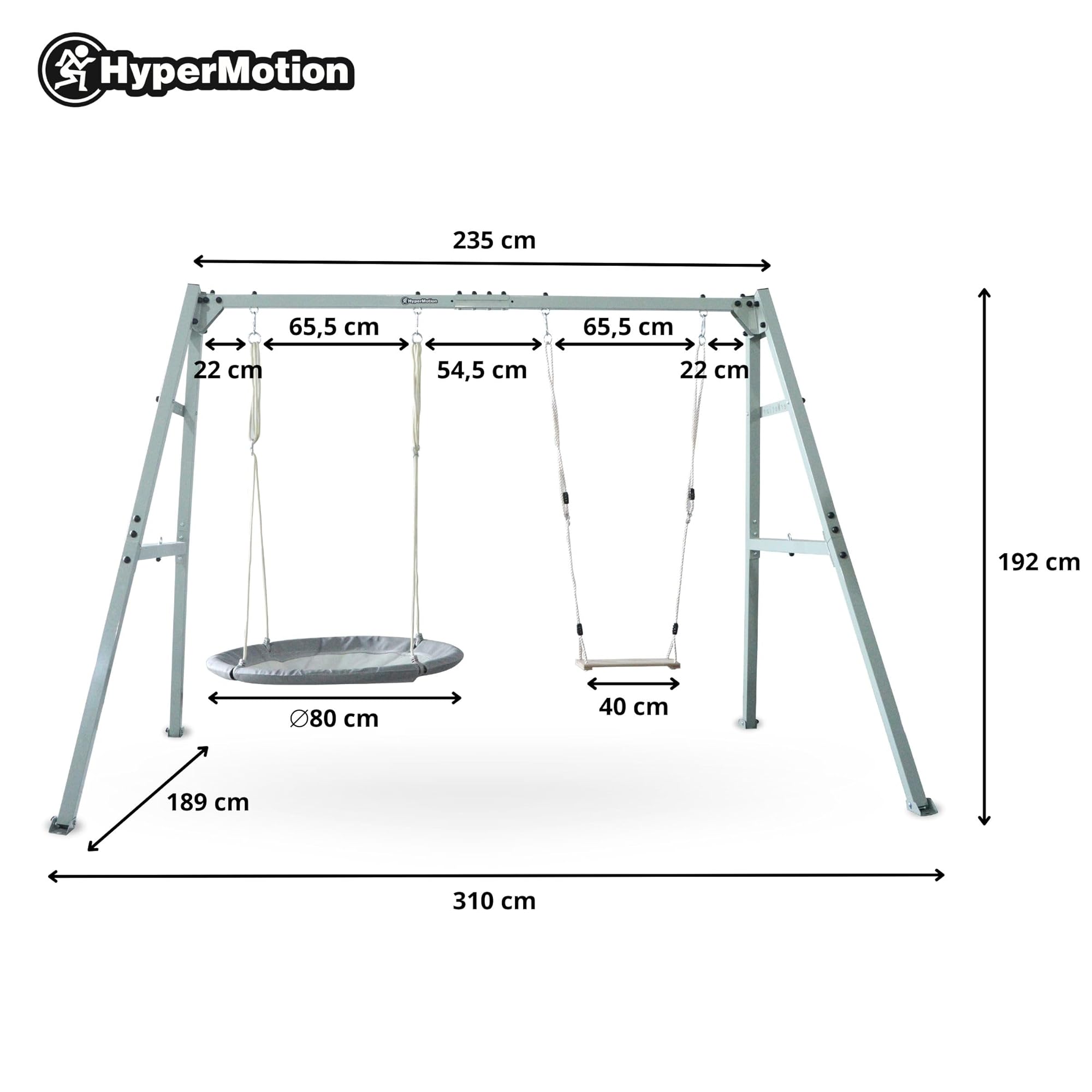 HyperMotion Altalena da Giardino 3-in-1 per Bambini e Adulti - Set con Dondolo, Nido Cicogna, Amaca - Struttura Acciaio Regolabile 180kg