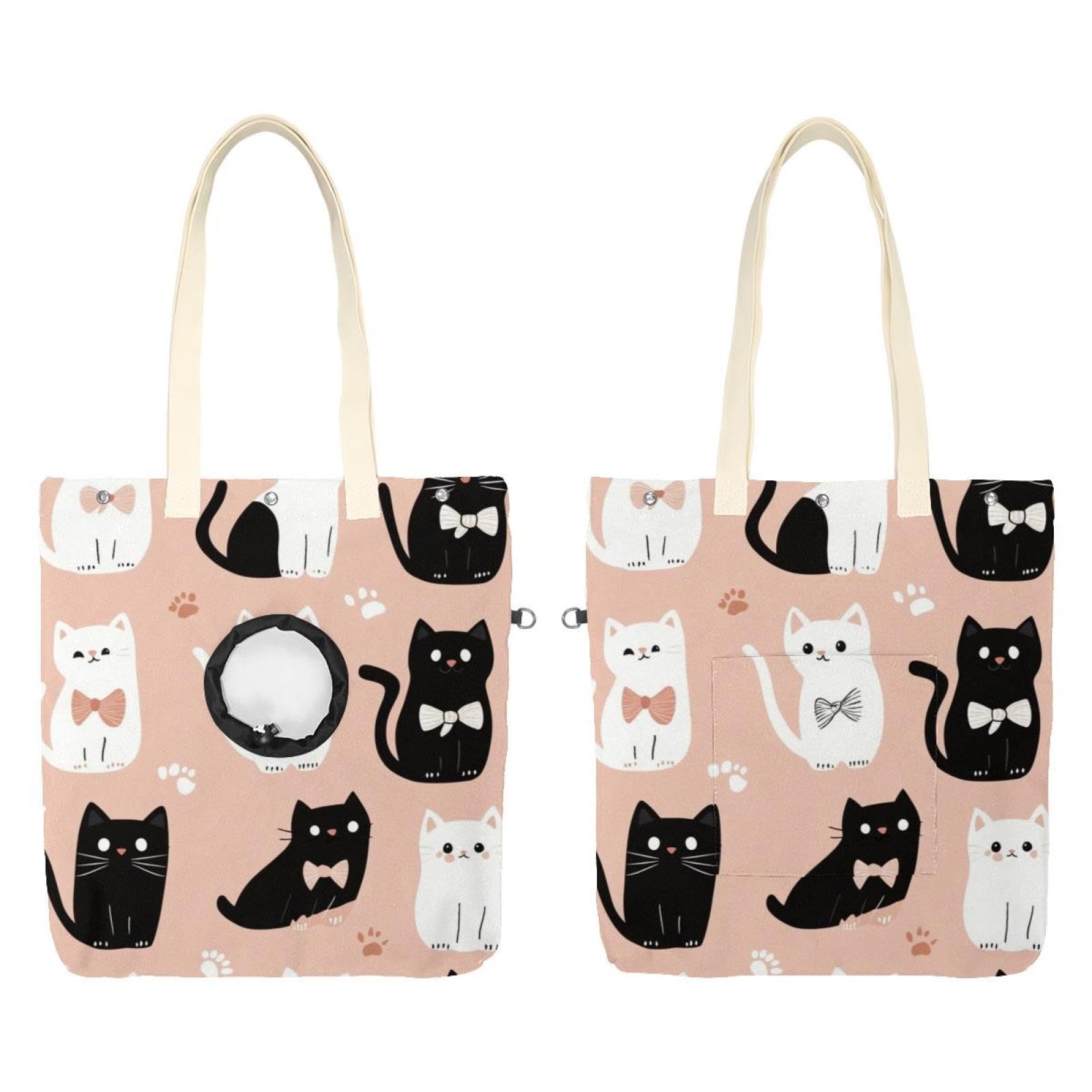 Sac à bandoulière en toile pour animaux Show Head motif chats tricolores