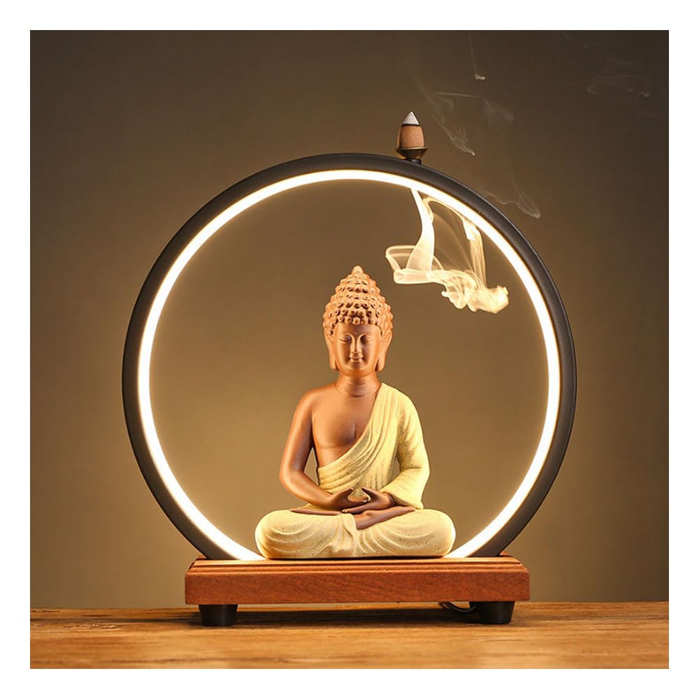 Dytartzx #3 Meditating Buddha Backflow Incense Cone Burner Statue Zen Decor Incense Holder Decoration Garden Home Desk Feng Shui Outdoor Indoor