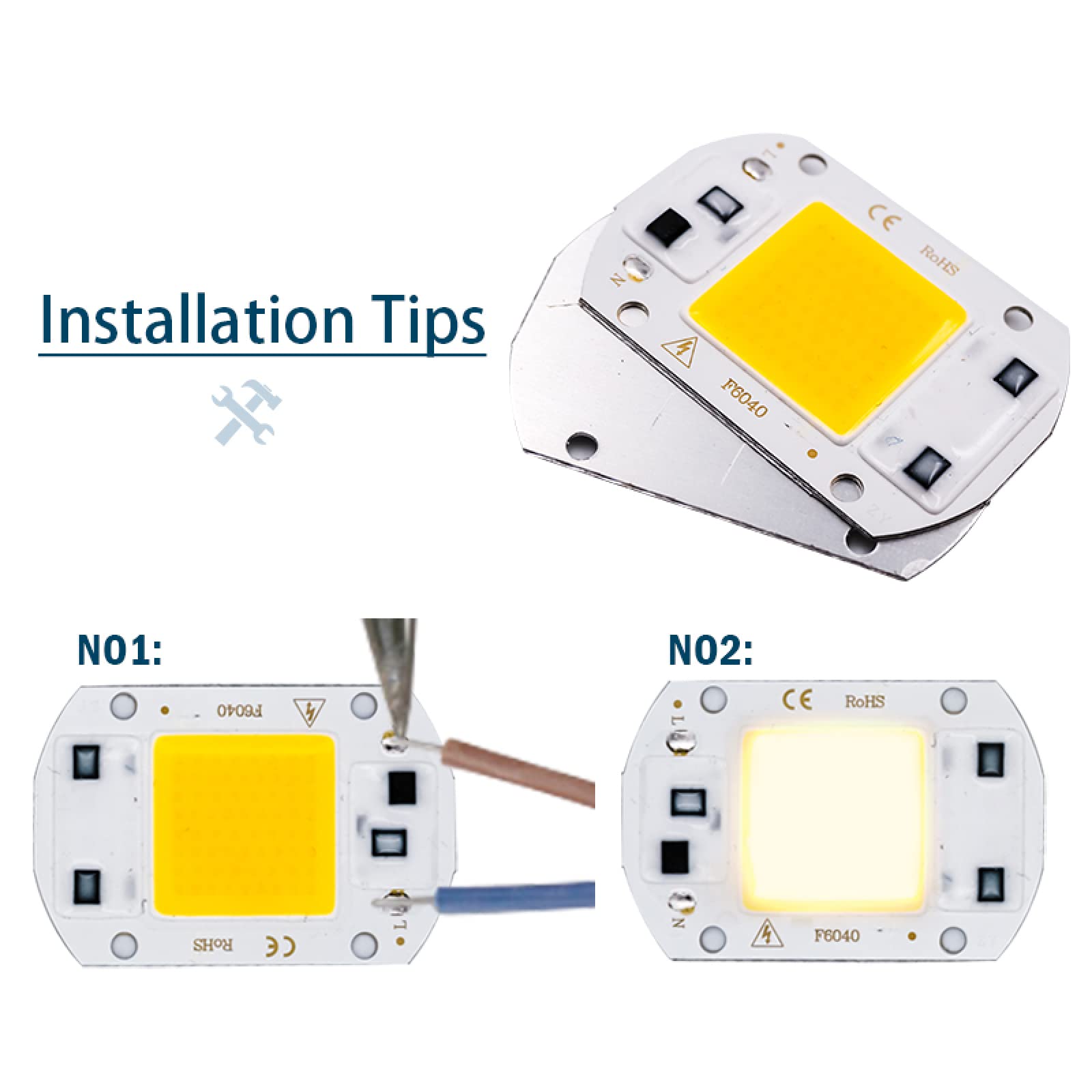 8 sztuk LED COB żarówka Chip 10W 20W 30W 50W Chip 110V 220V wejście inteligentne IC pasuje do DIY LED powodzi światło zimny biały ciepły biały lampa uliczna,Ciepły Biały 110 V,50W