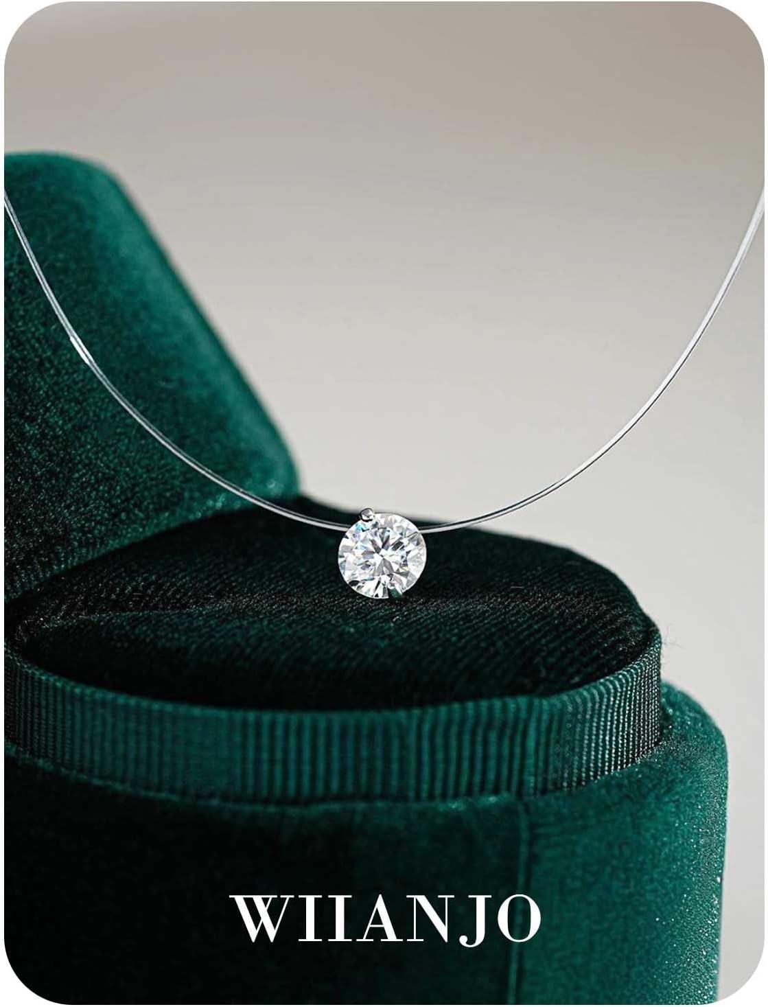 Teardrop 925 Silver CZ Floating Pendant Necklace 16 Inch Cubic Zirconia Invisible Necklace, Hypoallergenic, Jewelry Gifts for Women Anniversary Birthday - Image 7