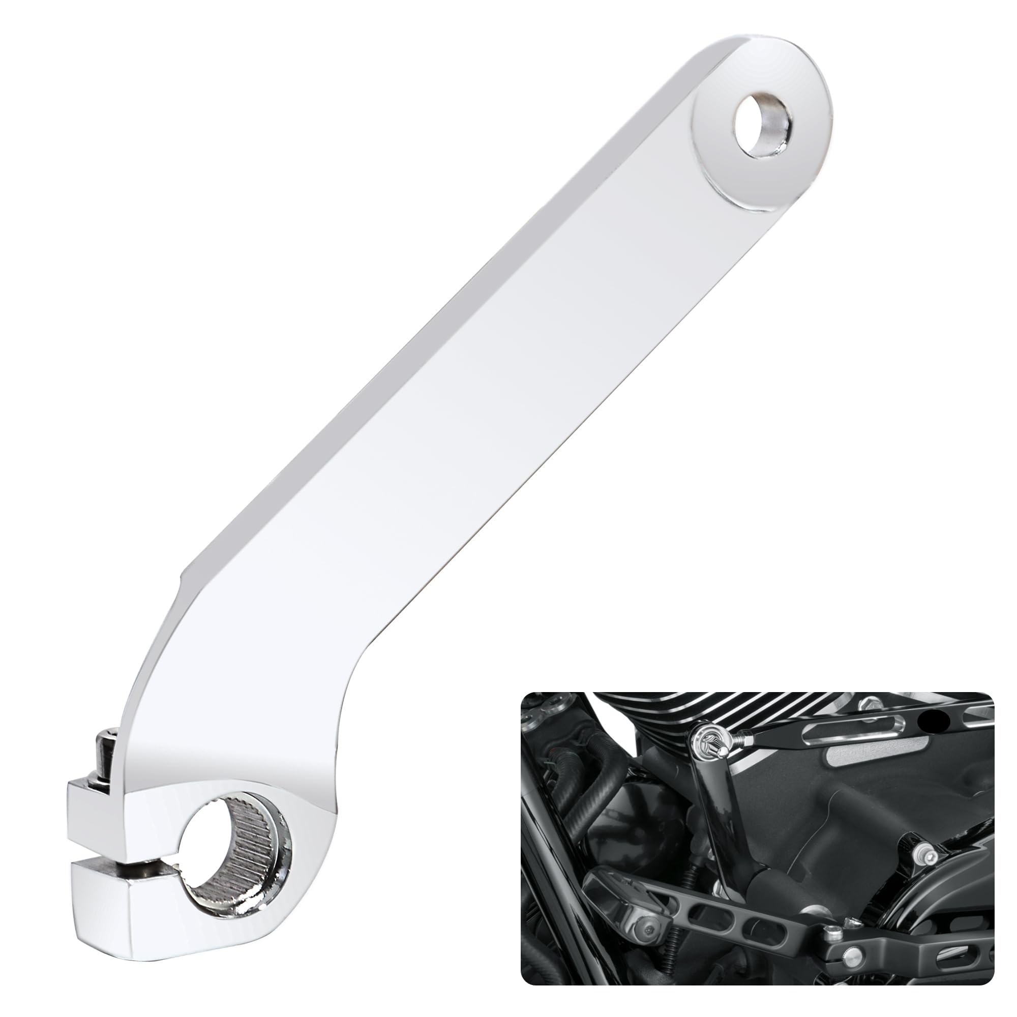 WOWTK Inner Shift Lever, Inner Shift Rod Lever for Harley Davidson Touring Electra Glide Road Glide Road King Street Glide FLT / FLHT / and H-D FL Trikes 1984-2016,Chrome,Replace for 33718-82B