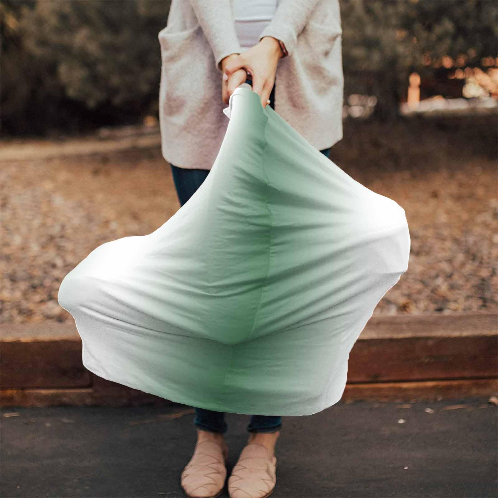 Nursing Cover for Breastfeeding Scarf, Dark Green White Gradient Baby Car Covers Super Soft Multi Use for Canopy Shopping Cart Cover Blanket Stroller Cover