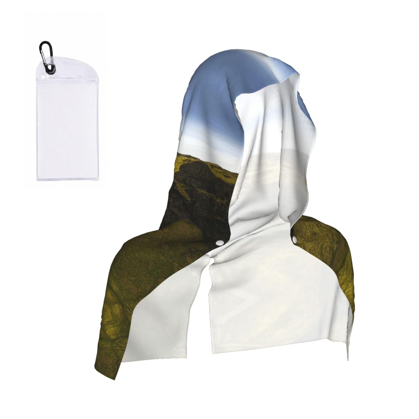 WXWJSHMGC Waterfall Landscape Picture Print Cooling Hoodie Towel, Cooling Towels For Neck And Face Sun Protection Instant Cool Hoodie(Sport/Camping/Work Out/Hot Weather)