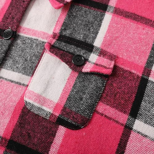 Abrigo largo de forro polar a cuadros ropa exterior informal cómoda 4
