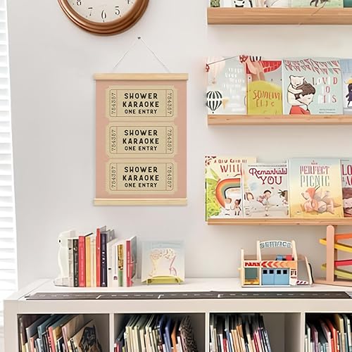 Miniatura 2 de Wheatwin Decoración de pared de baño para ducha y baño, colgador de póster de madera, decoración de baño rosa estética moderna para dormitorio,