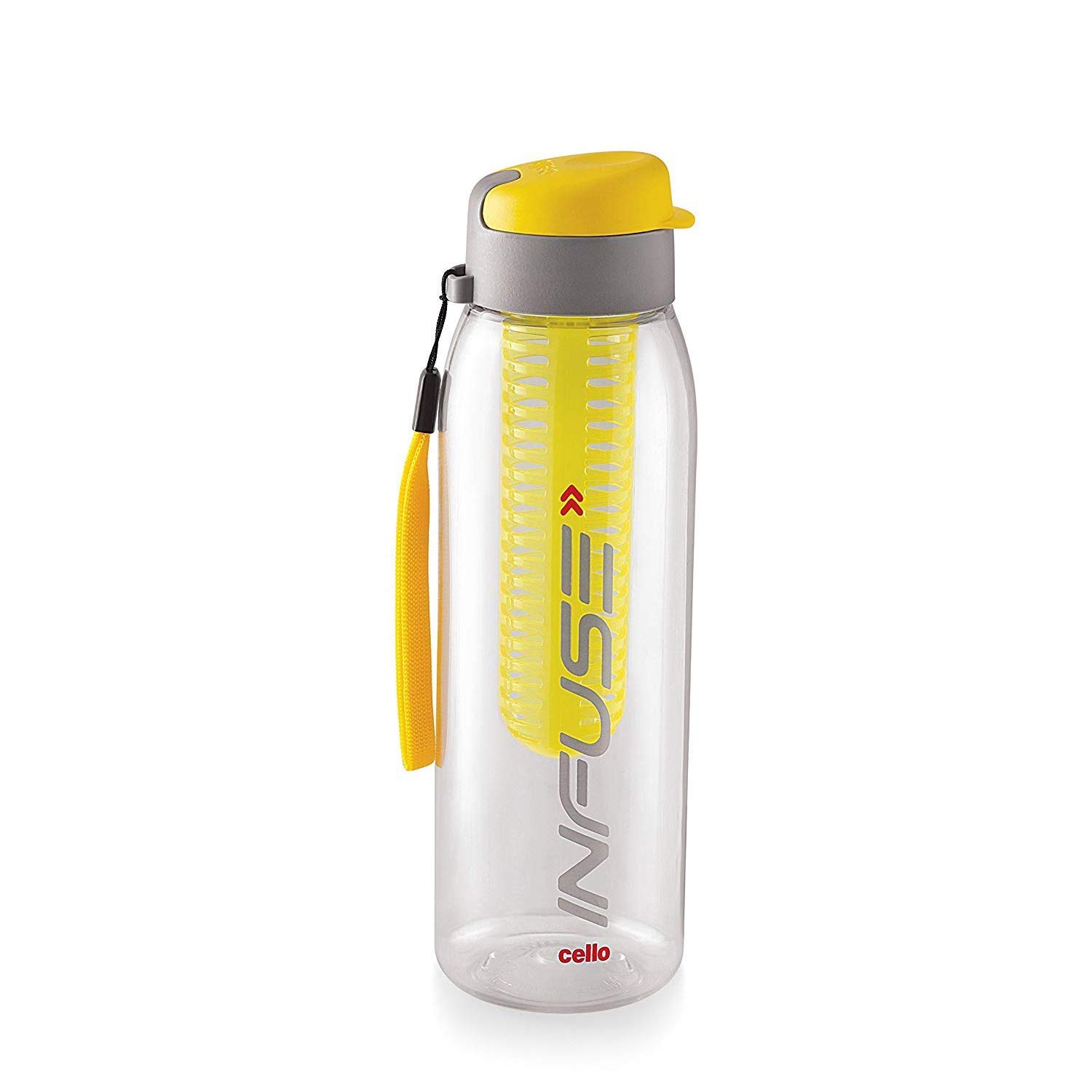 CELLO Infuse Water Bottle 800ml, Yellow | Food Grade Unbreakable Detox Bottle with Infuser Chamber | Reusable Leakproof Lightweight Easy to Carry Fridge Pet Bottle For Home, Gym & Outdoor Hydration